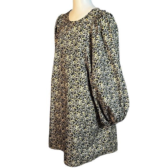 H&M Dress (M) Mini Balloon Sleeve Floral Keyhole-Back - Picture 8 of 11